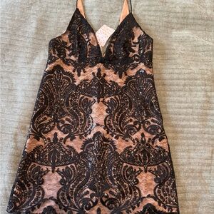 Free People Black Sequin Lace Dress